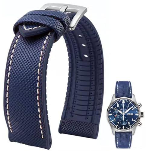 Danxancy FKM Kautschuk Nylon Uhrenarmband 20mm 21mm 22mm 23mm 24mm Fluorkautschuk Wasserdicht Weich Atmungsaktiv Langlebig FKM Kautschuk Uhrenarmband Universal Ersatzband Armband für Männer Frauen