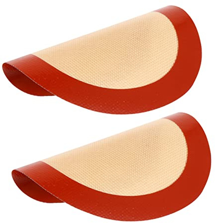 COLLBATH 2pièces Tapis De Cuisson Silicone Rond Lot De Antidérapant Isolant Thermique Antiadhésif Lavable Pour Micro-ondes Four Friteuse Air Et Pâtisserie