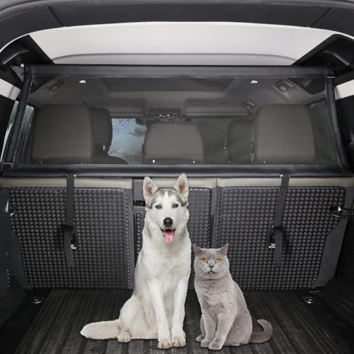 Pet Restraint Net Dog Fence Car Backseat Divider Vehicle Gate Cargo Area Travel Trunk Mesh Net Screen for Land Rover Defender 110 1984-2018 2019 2020 2021 2022 2023 2024 2025+ (Black)
