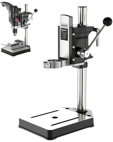 VoOqo Mini Portable Drill Press Stand, Diy Tool Stand for Electric Driller Pillar with Drill Press Vice, Clamp Range 44Mm, Adjustable Height 0~24.5cm, for Diy, Home Renovation