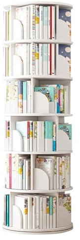 Modernes drehbares Bücherregal mit 6 Etagen, drehbar, für Schlafzimmer, Wohnzimmer, Arbeitszimmer, Büro, um 360 Grad drehbar, Standregale (40 x 190 cm)