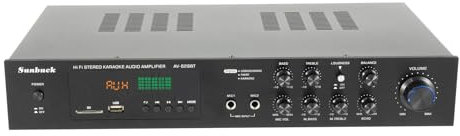 Amplificatore HiFi, amplificatore stereo, amplificatore radio Bluetooth, amplificatore audio ricevitore con slot per scheda SD, ingresso audio RCA, AUX, interfaccia USB e doppio ingresso microfono con