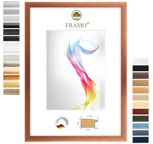 Cornice per foto FRAMO in legno 80 x 45 cm (dimensioni dell'immagine) in rame-marrone | Dimensioni selezionabili | Cornice per poster | Puzzle | Foto collage | Su misura | Cornice per foto su misura