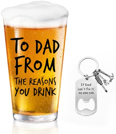 UDIANIS Christmas Gifts for Dad, 16OZ/480ml Drinking Glasses for Men, Fathers Day Dad Gifts from Daughter Son Wife, Birthday Gifts for Husband Grandpa on Fathers Day Anniversary Birthday