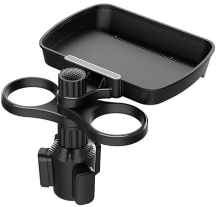 Ohulelks Dual Cup Holder Expander Adjustable for 360°Rotating Multifunctional Car Seat Cup Holder Snack Tray Drink Holder