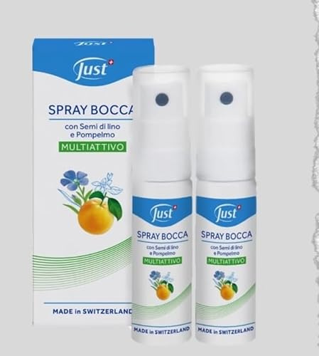 Just Spray Bocca Multiattivo con Semi di Lino e Pompelmo, Set da 2 Flaconi, Made in Switzerland