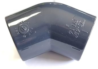 PVC-U Winkel 45° 2-fach Klebemuffe, PVC-U Fitting für Rohrsysteme, 50mm | Fitting-Set für Poolverrohrung mit allen Varianten, Winkel 90°, Muffe, Kugelhahn, Rückschlagventil, Endkappe, PVC-Schlauch