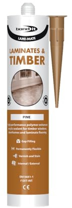 Bond It Lami-Mate Timber & Laminate Sealant Wood Floor Gap Polymer Enhanced Flexible Gap Sealant Filler for Flooring Windows & Doors Paintable & Stainable Indoor & Outdoor Use (Pine, 3)