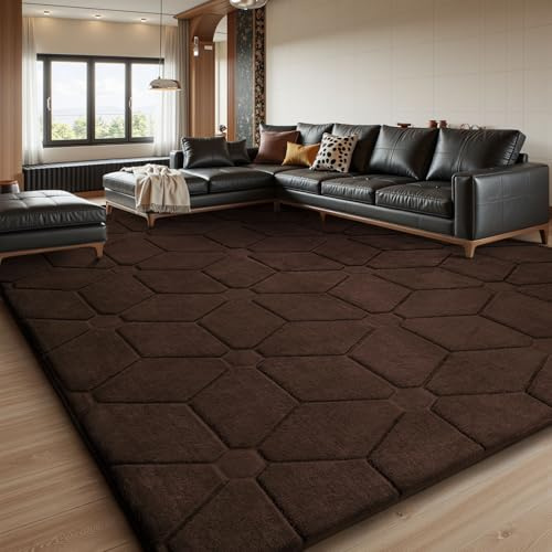 Sour Lemon Groß Teppich Wohnzimmer 120x160cm, Flauschiger Teppiche Braun | Wohnzimmerteppich Teppich Schlafzimmer Waschbarer Carpet Gegend Kurzflor Flauschig Rutschmatte Kinderzimmer Teppiche