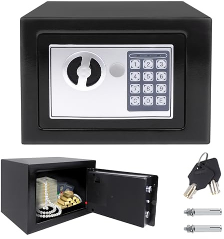 4.6L Digital Safe Box, Safe Boxes for Home Use, Cabinet Security safe with 2 Keys, Electronic Digital Steel Safes for Home Office Hotel Business Money Document Jewelry Passport, 23 X 17 X 17 CM, Black
