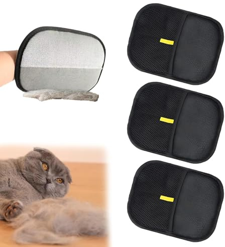 GegXcn 3-Pair Pet Hair Remover Glove | Electrostatic Cat Hair Remover Glove for Dogs, Furniture, and Clothes, 23x21.5cm Grooming Gloves