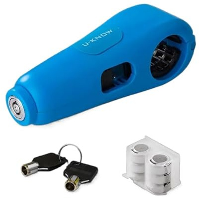 Pinza Antirrobo Moto Bloqueo de manillar de acelerador con alarma, bloqueo de seguridad de palanca de freno a prueba de óxido, bloqueo de freno de acelerador de scooter, bloqueo de motocicleta(Blue)