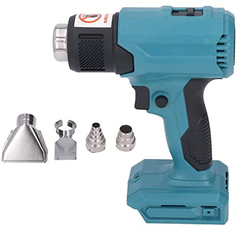 Pistola de aire caliente inalámbrico: temperatura ajustable + diseño inalámbrico portátil con 4 boquillas + mango ergonómico para do -it -oursalses y profesionales (Blue)