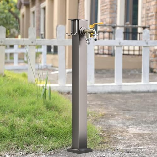 Outdoor Frost-Free Faucet with Dual Spouts – Decorative Water Feature & Dispenser 80cm Vertical Pillar Hydrant for Irrigation & Washing Antifreeze Garden Fountain