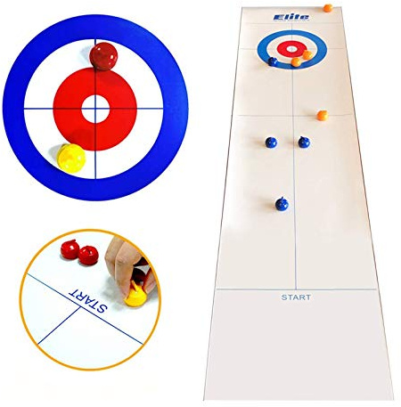 Tabletop Curling Games For Adults & Kids Fun For Home Travel Quick & Easy To Set Up Compact Travel Game Wooden Rolling Pin