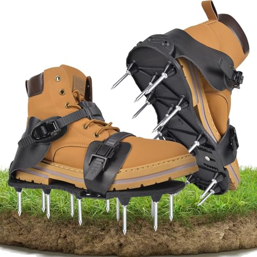 Rasen Nagelschuhe für Rasenlüfter & Aerifizierer - Rasenbelüfter Schuhe | Verstellbar Ohne Montage Flexibel Rasenschuhe, Rasenbelüftungsschuhe für Gartenwerkzeug Garten Belüften Rasenpflege Rasenerde