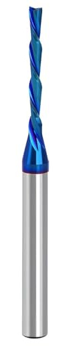 Treki Fresa en Espiral de Corte Hacia Abajo Fresa Espiral de Corte Descendente 6.35mm Fresa Carburo Helicoidal con Recubrimiento Nano Blue CNC Fresa Para Madera Tallada Grabado 1/4x1/8x1x3