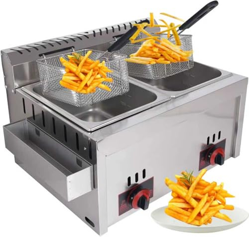 Friteuse professionnelle à gaz en acier inoxydable haute capacité pour restaurants, supermarchés, stands de restauration rapide