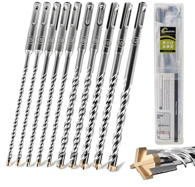 SANLEETEK Juego de Brocas SDS Plus 10PCS 160mm Brocas para Hormigón Broca SDS Plus para Martillo para Mampostería Ladrillo Granito Hormigón Bloque, 5 * 2+6 * 3+8 * 2+10 * 2+12mm
