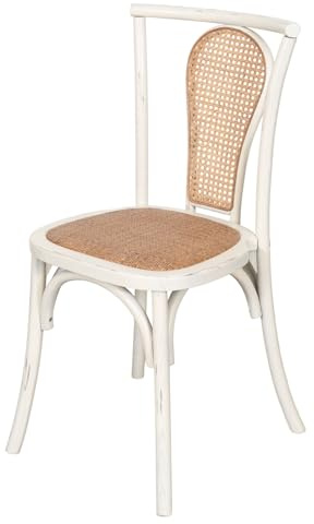 Biscottini Chaise cuisine vintage en bois de frêne et rotin 44x46x88 cm - Chaise de salle à manger - Chaises de cuisine - Chaises de salle à manger en bois et paille de Vienne - Chaises de salon