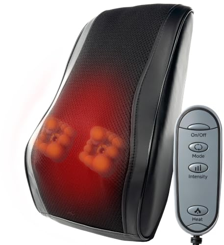 Real Relax Masseur Shiatsu pour le Dos avec Chaleur,Coussin de Massage pour Nuque à Pétrissage Profond des Tissus,Usage au Bureau et à Domicile,Cadeau pour Femmes et Hommes