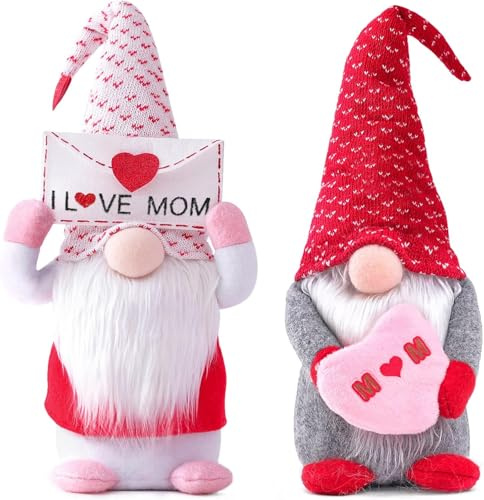 Hpbaggy Wichtel Frühling Muttertag Deko Set - 2 Stück Figuren, Geburtstags und Muttertagsgeschenk, Puppe Ornament für Mama