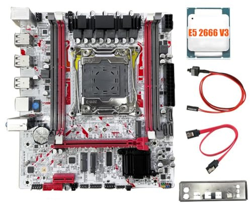 Ounfhtrttk Scheda Madre da Gaming X99G757 + CPU E5 2666 V3 Scheda Madre X99 LGA 2011-3 DDR3 Chip HM55 Supporta Fino A 64GB di Memoria