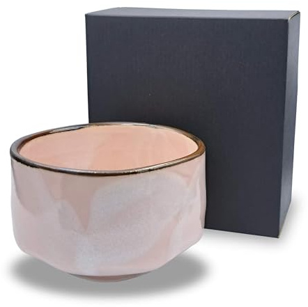 Japansk matcha-skål Chawan Pinku handgjord av keramik – tillverkad i Japan – för japansk teceremoni Matcha-tillredning