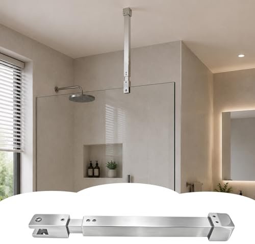 Barra Stabilizzatrice per Box Doccia Barra di Supporto Telescopica Porta Doccia (soffitto-vetro), Asta Stabilizzatrice Vetro Senza Telaio, Tubo Rinforzo Fisso Bagno(Brushed A,30–45cm (11.8-17.7in))