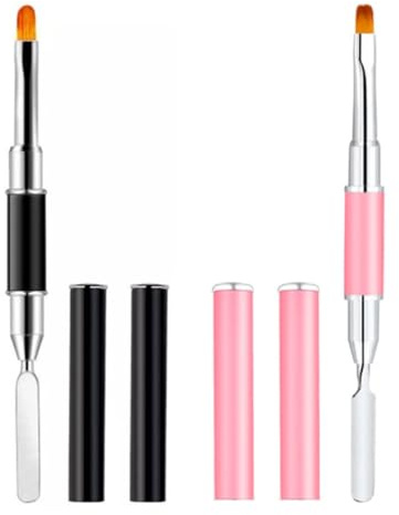 CHICAMPERA Pennelli Nail Art 2pezzi Setole in Nylon, Strumento per Pittura Unghie Facile da Usare, Multifunzionale per Uso Professionale e Domestico