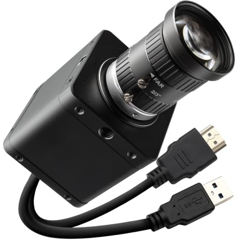 Svpro Fotocamera industriale 4K 60fps, USB 3.0 e HDMI Dual Output, obiettivo manuale CS-Mount da 8 mm, IMX678 Low Light UVC Webcam per microscopia e visione a macchina