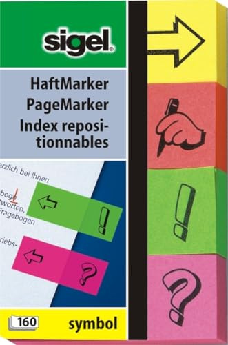 Sigel Haftmarker Symbol 50x80mm sortiert VE=4 Blöcke a 40 Blatt Stück
