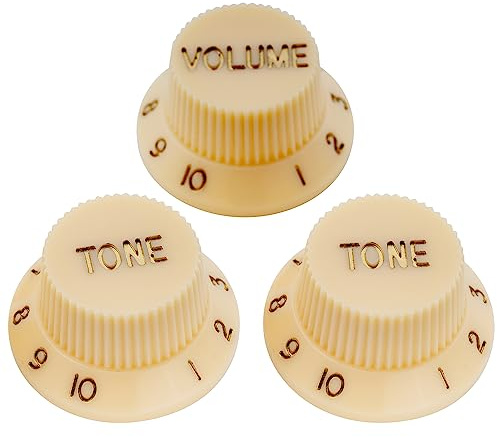 Musiclily Strat Potiknöpfe 1 Volume 2 Tone Knobs Set für Metrische Poti Strat Style E-Gitarre, Creme(3er Set) | Universell Passend, 2T+1V, für Fender/Squier Strat Style E-Gitarre