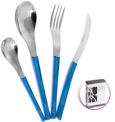 Pinti Inox Servizio di Posate 24 Pezzi Movie Blu Acciaio TAVOLA Cucina