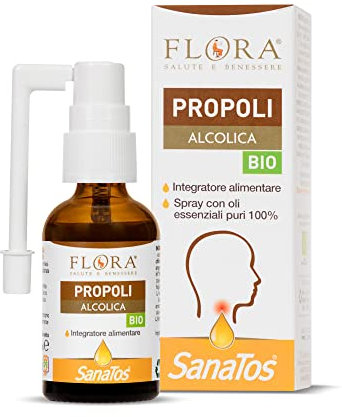 FLORA I Balsamici Propoli Alcolico 30 ml, BIO-CODEX - Spray orale Integratore alimentare a base di propoli e oli essenziali puri 100% Lenitivo e protettivo del cavo orale