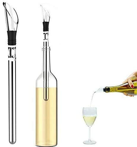 Rafraichisseur de Bouteille de Vin Bâton,Rafraîchisseur à Vin avec Aérateur et Bec Verseur Anti-Goutte,Refroidisseur de Bouteille en Acier Inoxydable le cadeau parfait pour Fête Cadeau Femme Homme