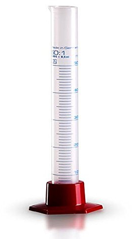 Messzylinder 50ml für Labor und Hobby, div. Größen, Kosmetex Messbecher transparent mit Ausguss, 50 ml