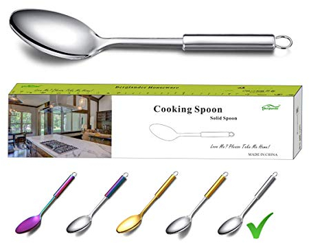 Berglander - Cucchiaio da cucina in acciaio INOX, solido cucchiaio da portata senza piombo 5. argento.