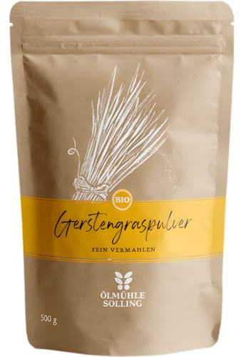 ÖLMÜHLE SOLLING - BIO Gerstengraspulver | Hochwertiges Gerstengraspulver aus kontrolliert biologischem Anbau. Ideal für Müsli, Shakes oder Smoothies | Inhalt: 500 g