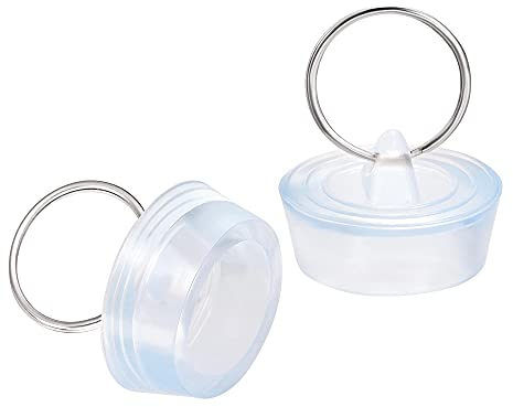 sourcing map 2 Stück Spülstopfen aus Gummi, Abflussstopper Klar Blau für 29-32mm mit Aufhängering für Badewanne, Küche und Bad