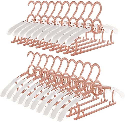 Spesh Lot de 20 Cintres BéBé Cintres Enfant en Plastique avec Crochets Empilables 28-36cm Baby Hangers Extensible pour Bébés,Tout-Petits,Enfants(Rose)