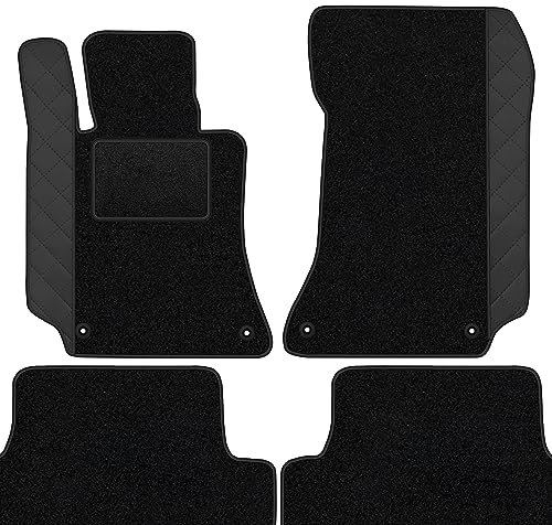 moto-MOLTICO Fußmatten Auto Velours Autoteppiche Schwarz Automatten Set 4-teilig - Auffälliges Design - passend für Mercedes-Benz C-Klasse W205 2014-2021 (Schwarzes Muster)