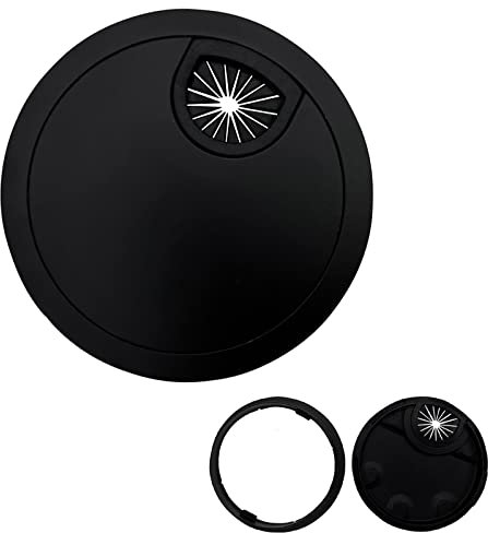 Desk Cable Grommet, 80mm Metal Desk Grommet Desk PC Computer Cable Cord Wire Tidy Grommet Table Cable Hole Cover for Home Office, Black