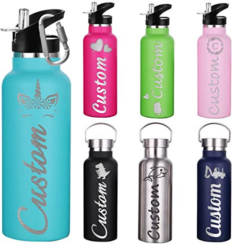 WBgjsnklbnl Personalisierte Trinkflasche Mit Namen Edelstahl Thermobecher Mit Gravur für Damen und Herren Schule (350 ml/750 ml)
