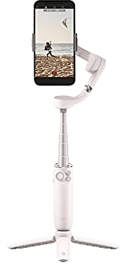 DJI OM 5 Smartphone Gimbal Stabilizer, 3-Axis Phone Gimbal, Built-in Extension Rod, Portable and Foldable, Android and iPhone Gimbal, YouTube TikTok Video, White (Renewed)