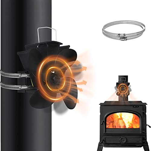UISEBRT Ventilateur de cheminée à 4 pales sans électricité - Silencieux - Ventilateur de cheminée alimenté par la chaleur - Pour poêle à bois, brûleur à bois, tuyau de poêle