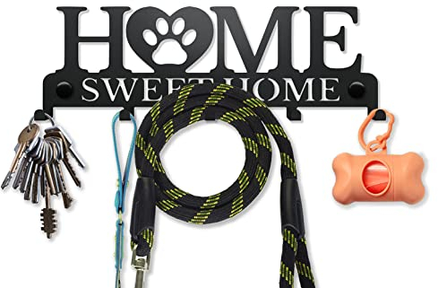 SirHoldeer Hundegarderobe, Hundeleinenhalter Wand, Schlüsselbrett Schwarz, Wandhaken für Hundeleine, Hundespielzeug, Halsband oder Schlüssel, Hunde Geschenke, Geschenkideen für Hundebesitzer