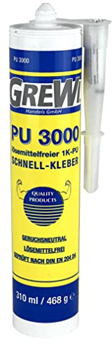 Grewi PU 3000: lösningsmedelsfritt 1K PU-lim 310 ml/470 g, universellt tillämpligt polyuretan monteringslim