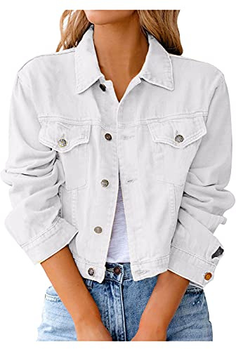 Darringls Jeansjacke Damen Elegant Zum Kleid Weiß Bolero Schwarz Größe 50 Hochzeit Leichte Sommerjacke Stretch Kurze Weiße Damen Jacke Damen Sommer Damenjacken Frühjahr Sommer