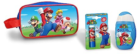Super Mario Toilettenbeutel mit 2-in-1-Formel Schaumbad, Shampoo und Lippenbalsam für Kinder